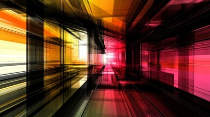 Fototapeta premium Abstract digital corridor with vibrant color gradients creates a futuristic and dynamic high tech space with light and shadow interplay