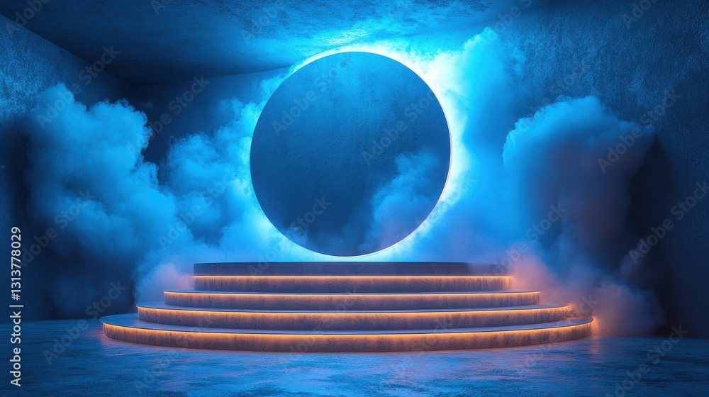 Poster abstract round podium with background stage background round pedestal stage podium with lighting sta