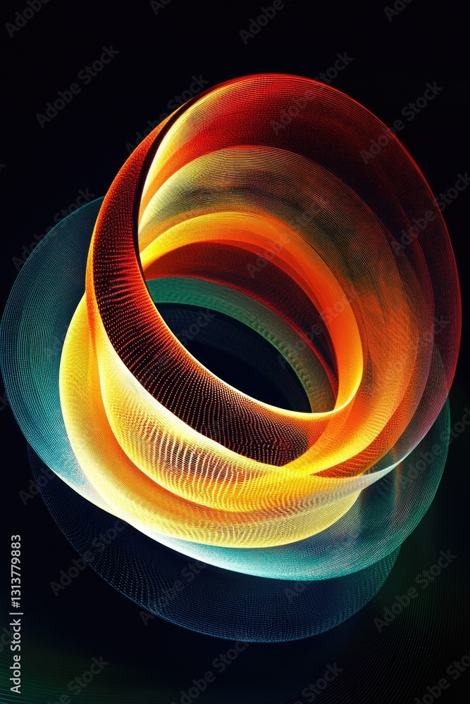 Poster an abstract light fixture with a complex circular design.