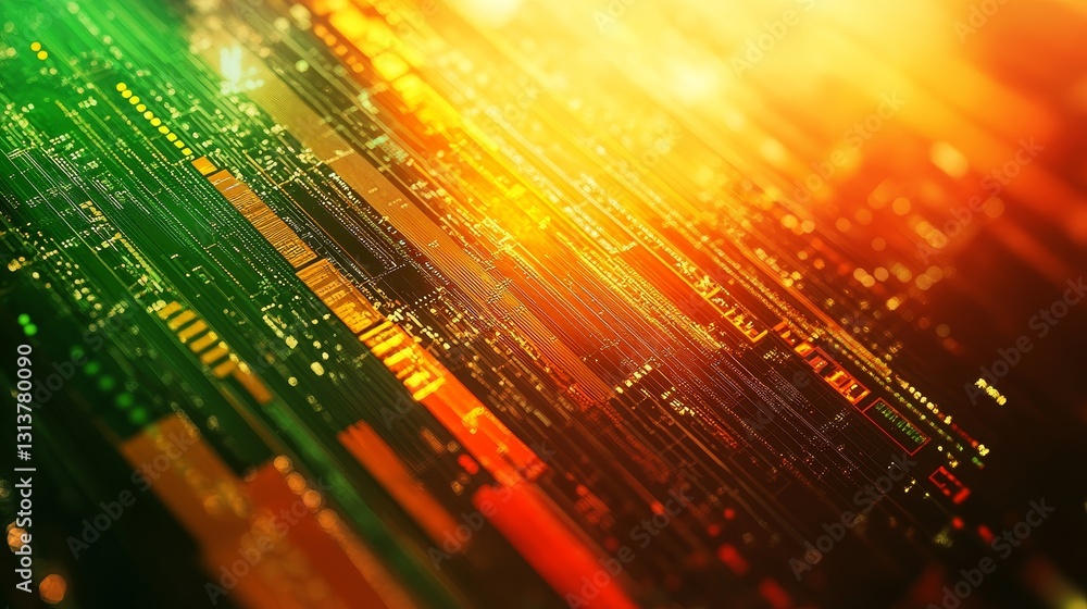 Poster chromatic aberration abstract digital data stream futuristic network connection with vibrant color s