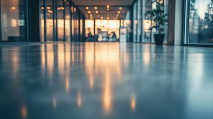 Fototapeta premium polished concrete floor reflection in modern office building