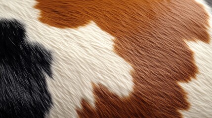 A close up of a cow's fur with a brown and white pattern. The fur is coarse and has a lot of texture