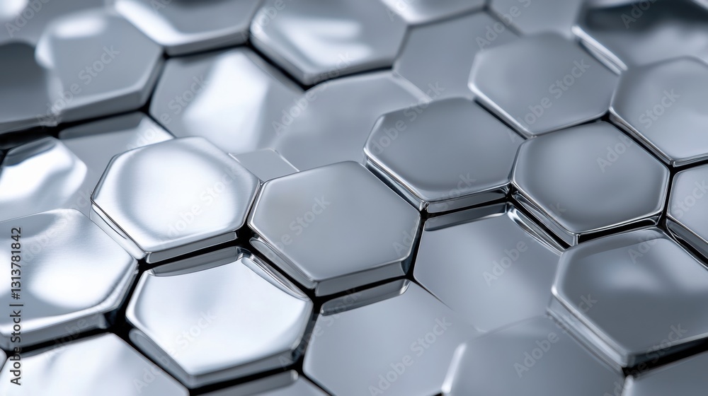 Poster reflective elegance of metallic hexagonal tiles in a modern design generative ai
