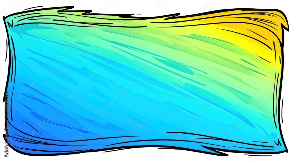 Poster blue yellow gradient flowing abstract background with hand-drawn rough outline design element