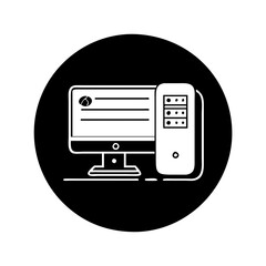 computer icon, computer silhouette vector illustration -computer Editable Vector Illustration.