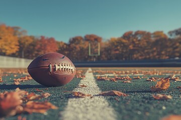 American Football on Autumn Field, Fall Season Sports