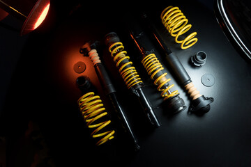 adjustable tuned sports suspension for a bench front-wheel drive car yellow coilovers