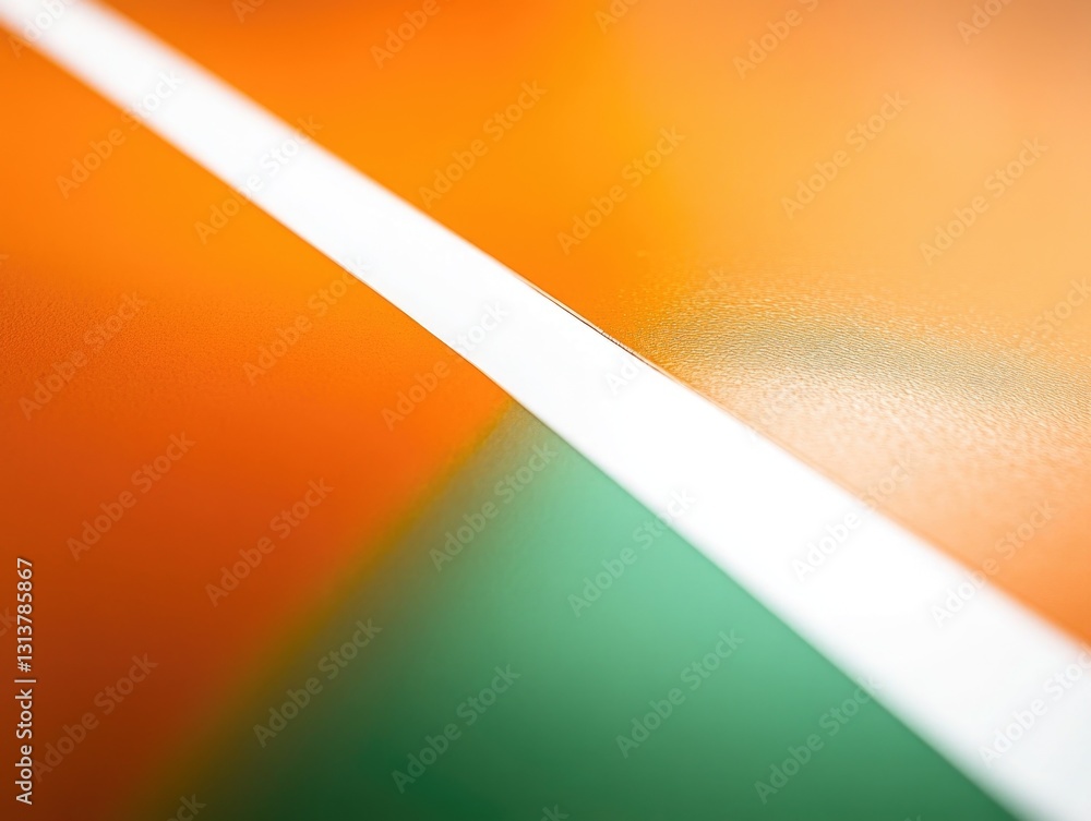 Poster a white line is drawn on a green and orange background. the line is thin and he is a part of a large