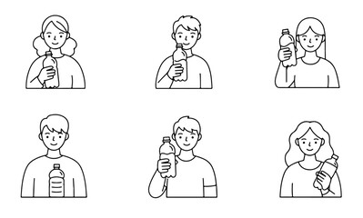 Icon of people drinking water designed with a minimalist approach.
