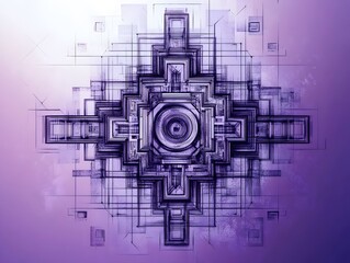 Obraz premium A Mystical Purple Mandala, A Cosmic Blueprint Of Intricate Geometric Patterns, Radiating Serenity And Ethereal Energy In A Soft, Hazy Background