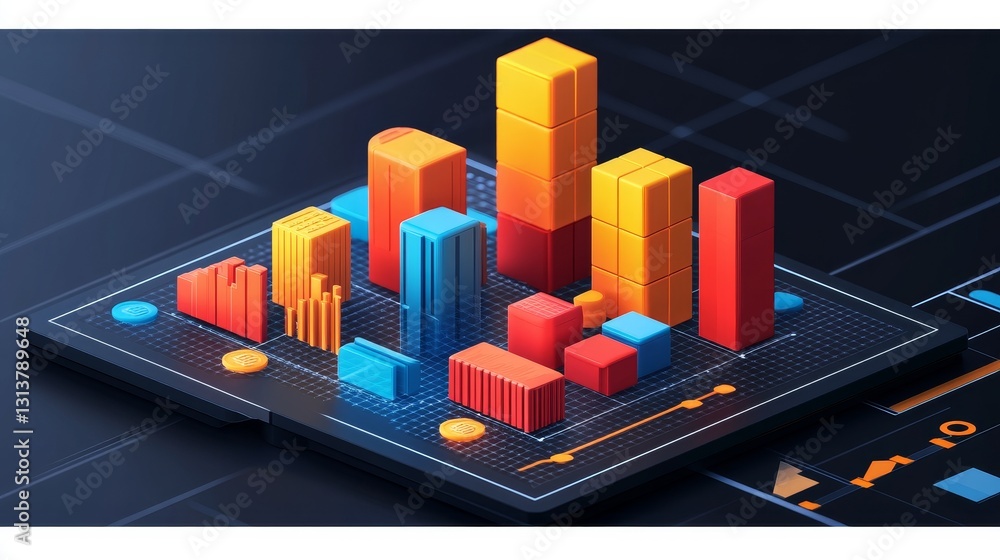 Poster abstract financial data visualization modern pixelated cityscape business analytics background for i