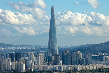 view of Seoul City with lotte tower South Korea