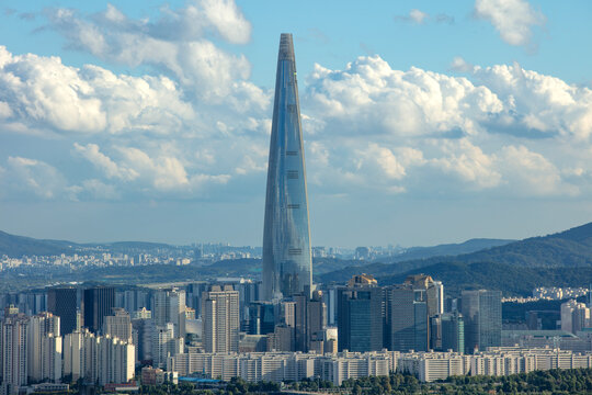 view of Seoul City with lotte tower South Korea