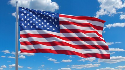 Obraz premium American flag waving against blue sky