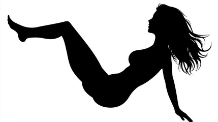 Dynamic Woman Silhouette in Black and White