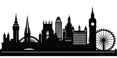 Obraz premium Silhouettes of London in black and white