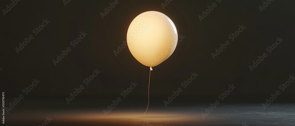 Aufkleber a single white balloon floating in the air with a string attached