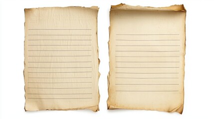 Fototapeta premium two antique lined paper sheets
