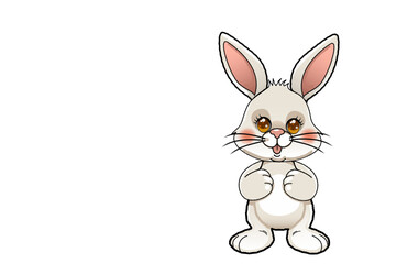 Vector graphic of a bright bunny with shiny eyes.