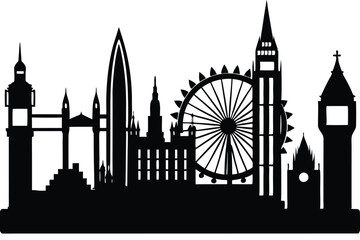 Obraz premium London City skyline black and white silhouette
