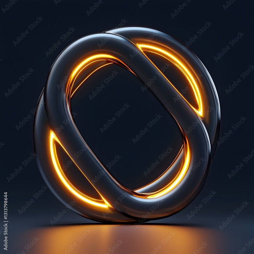 Poster minimalist glowing agreement icon with overlapping circles symbolizing trust and