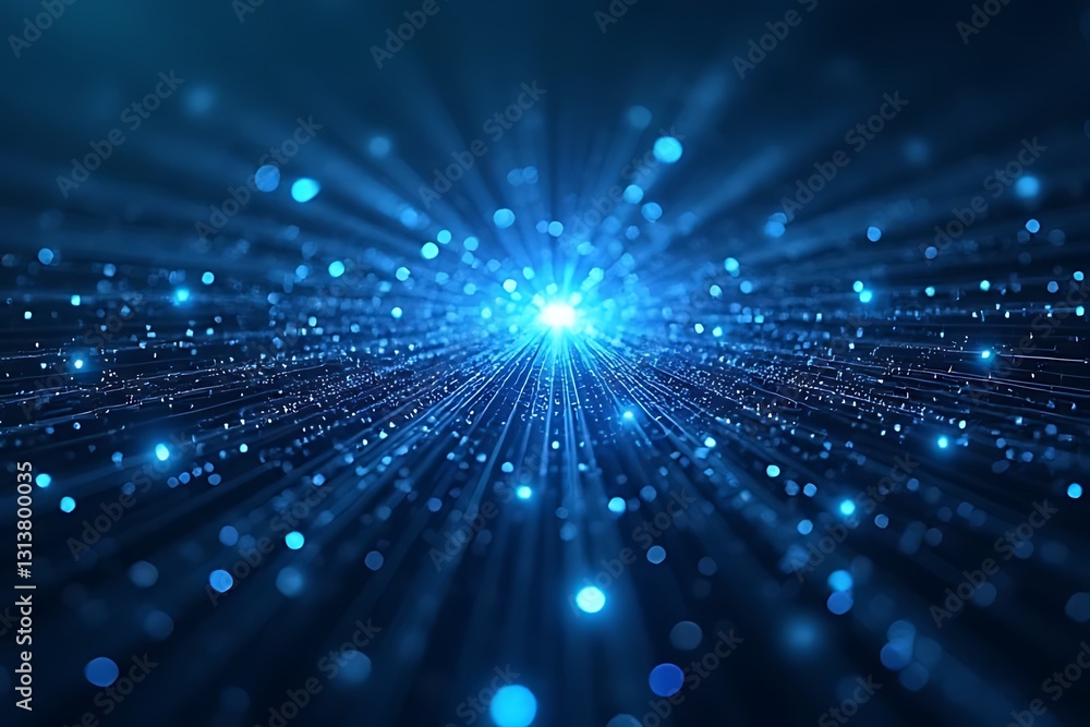 Poster dynamic light rays igniting energy digital space abstract art futuristic environment aerial view vis