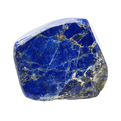 A Polished Lapis Lazuli Stone with Intricate White Vein Isolated on Transparent Background