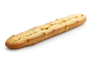 Appetizing sweet biscotti stick on white background in a studio shot for bakery products and dessert recipes