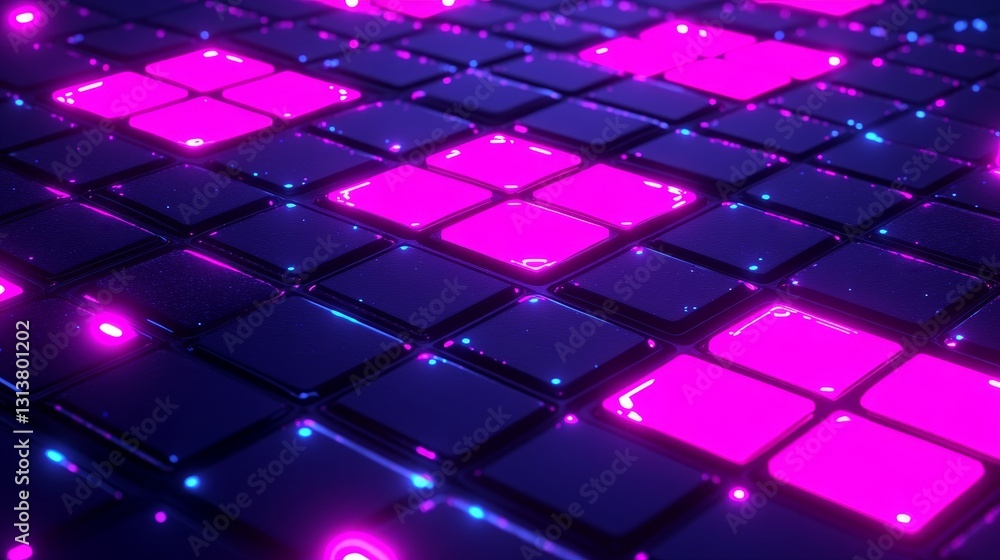 Poster futuristic data flow visualization neon glowing grid pattern technology abstract background digital 