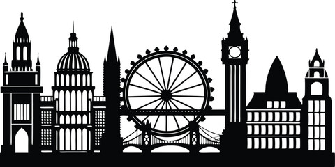 Obraz premium Shilhouette of London city skyline landscape design illustration