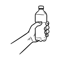 Obraz premium A hand holding a water bottle icon. An editable illustration that can be used on websites and apps.