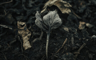 Small Sprout Emerging from Dark Soil
