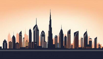 Obraz premium Dubai City silhouette illustration, part 7