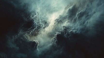 Fototapeta premium Colorful nebula swirling and expanding, stars emerging from the mist