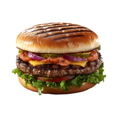 Impossible Grilled Burger Isolated on Transparent Background
