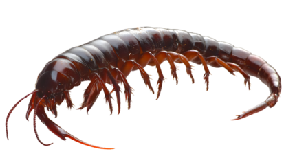 Bug Anatomy: Side View of a Centipede in PNG Format