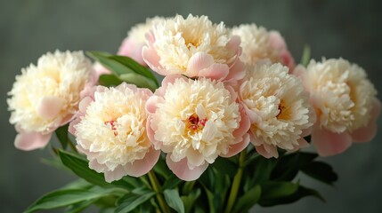 Fototapeta premium Delicate pink and cream peonies bouquet