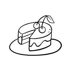 hand drawn cake with cherry