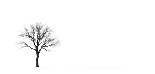 Obraz premium A lone tree stands stark against a pure white backdrop, its branches reaching skyward, picture, landscape
