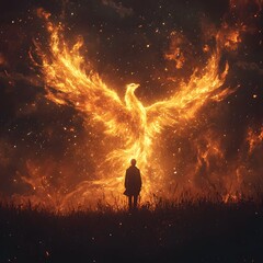 Majestic Phoenix Rising from the Darkness Symbolizing Rebirth and Power