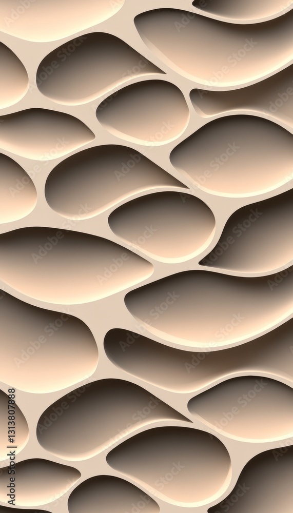Poster seamless soft, beige 3d background, delicate wave texture pattern, elegant and minimalist design