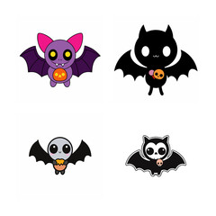 set of funny cartoon bats