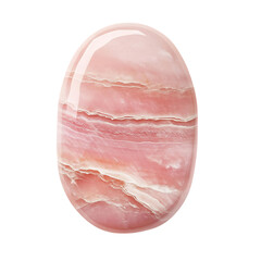 Polished Rose Quartz Oval With Soft Pink Hue Isolated on Transparent Background