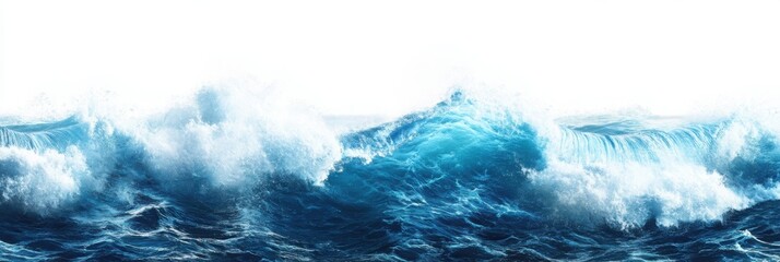 Crashing blue waves in the ocean