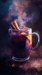A warm and cozy cup of hot drink with cinnamon sticks, perfect for a relaxing moment