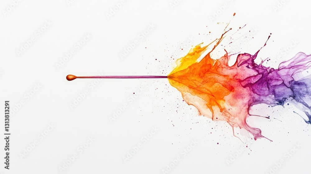 Poster a vibrant splash of orange and purple paint bursting from a single point, creating a dynamic and art