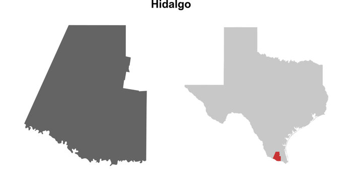 Hidalgo County (Texas) blank outline map set