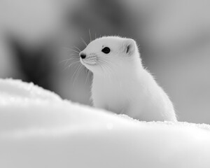 A close-up shot of a small animal's face in black and white