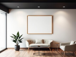 A mockup template of a modern office wall art featuring sleek and stylish design elements, display, office, template