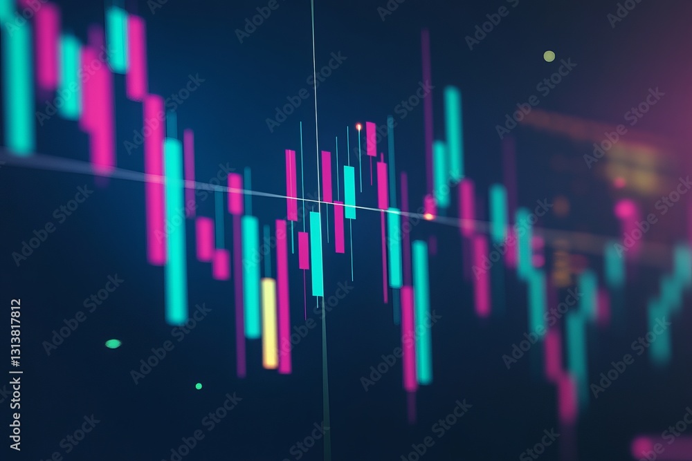 Aufkleber a colorful graph with green, red, and blue lines. the graph is showing a fluctuation in numbers